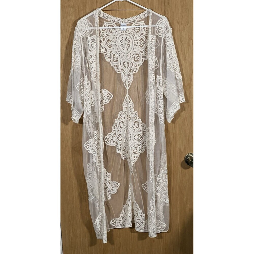 Women's S/M Boho Lace Duster Festival Beach Cover Up Hippie AngelCore Romantic